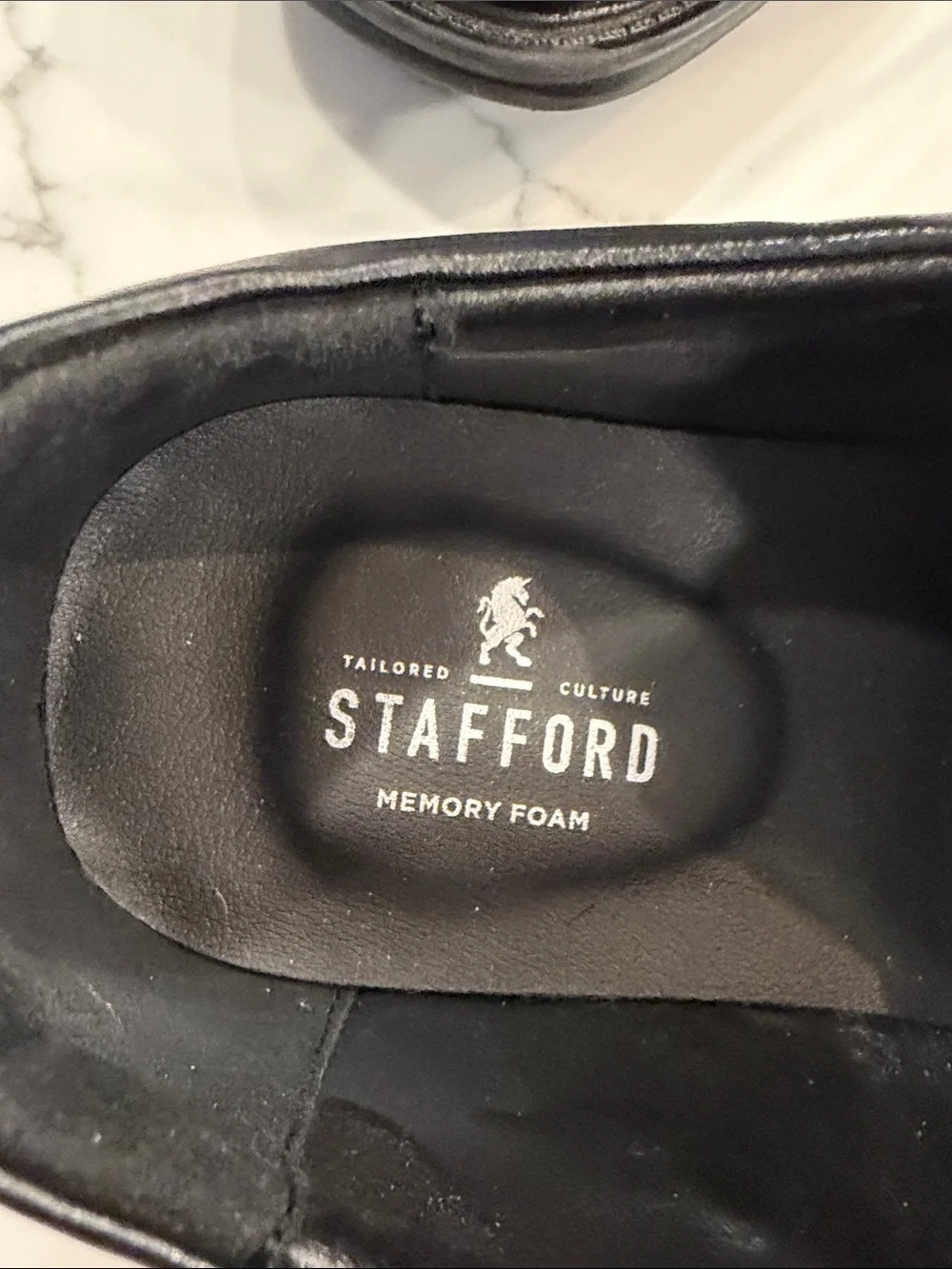 Stafford Black Leather Lace-Up Derby Shoes